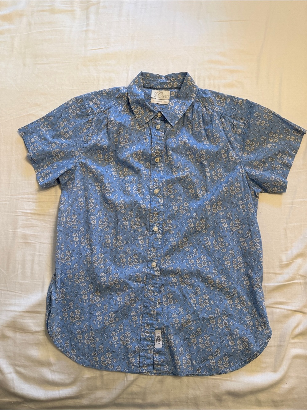 J. Crew Light Blue Liberty Short-Sleeve Floral Button-Down Blouse